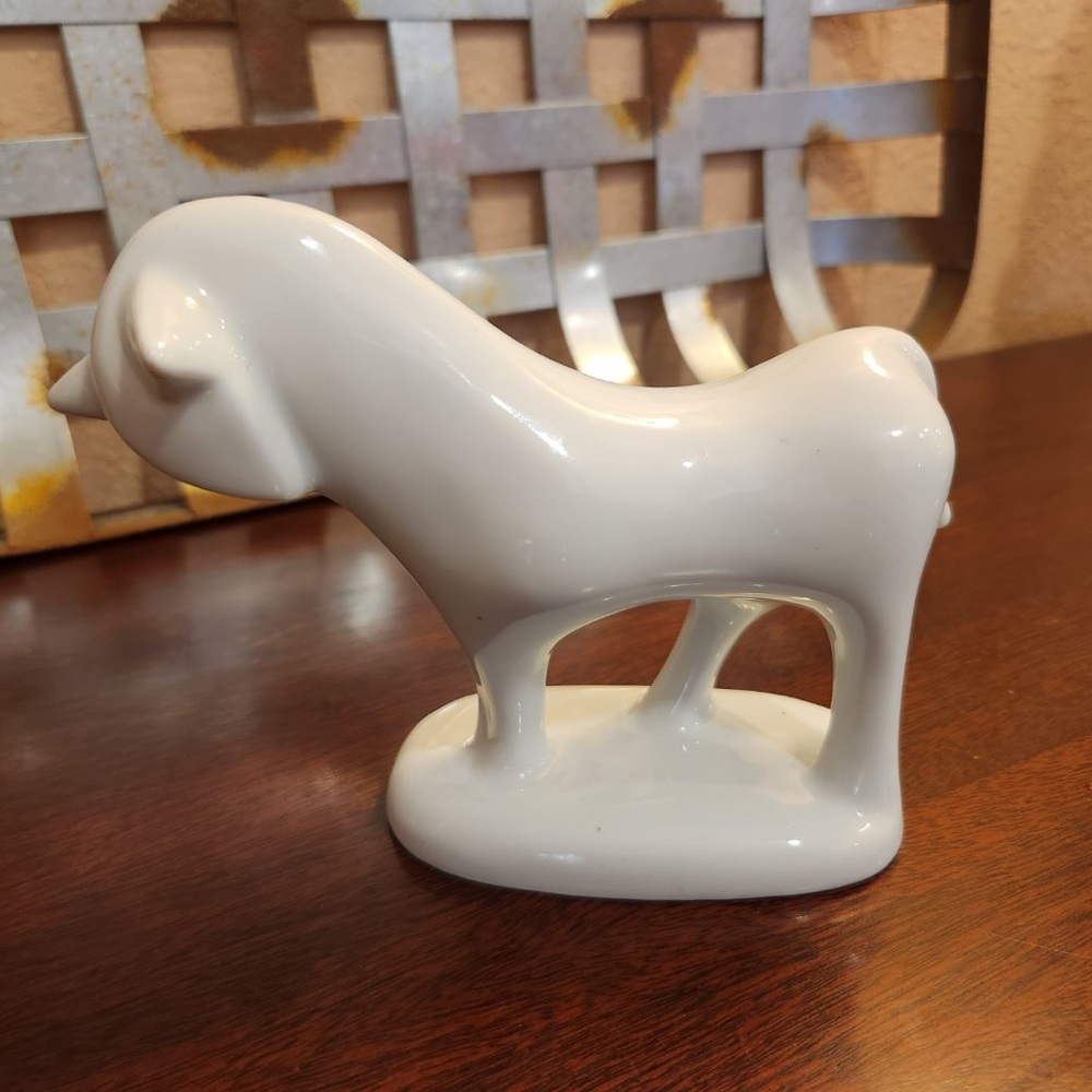 Vintage MidCentury? Naaman Fine Porcelain White Abstract Horse Made in Israel